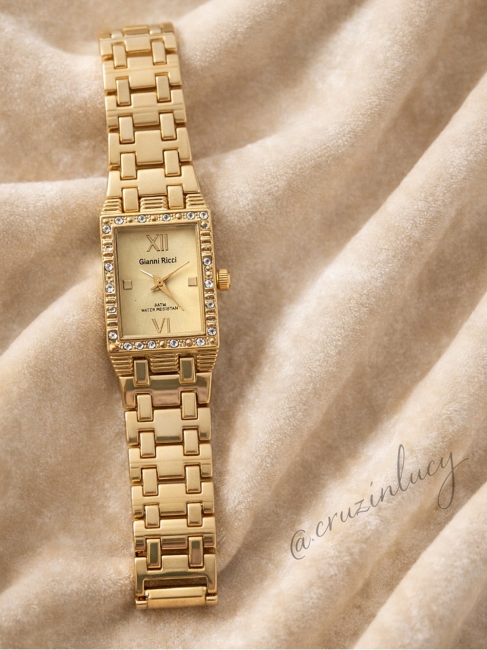 Elegant Gold-Tone Gianni Ricci Watch | Crystal Bezel | Working